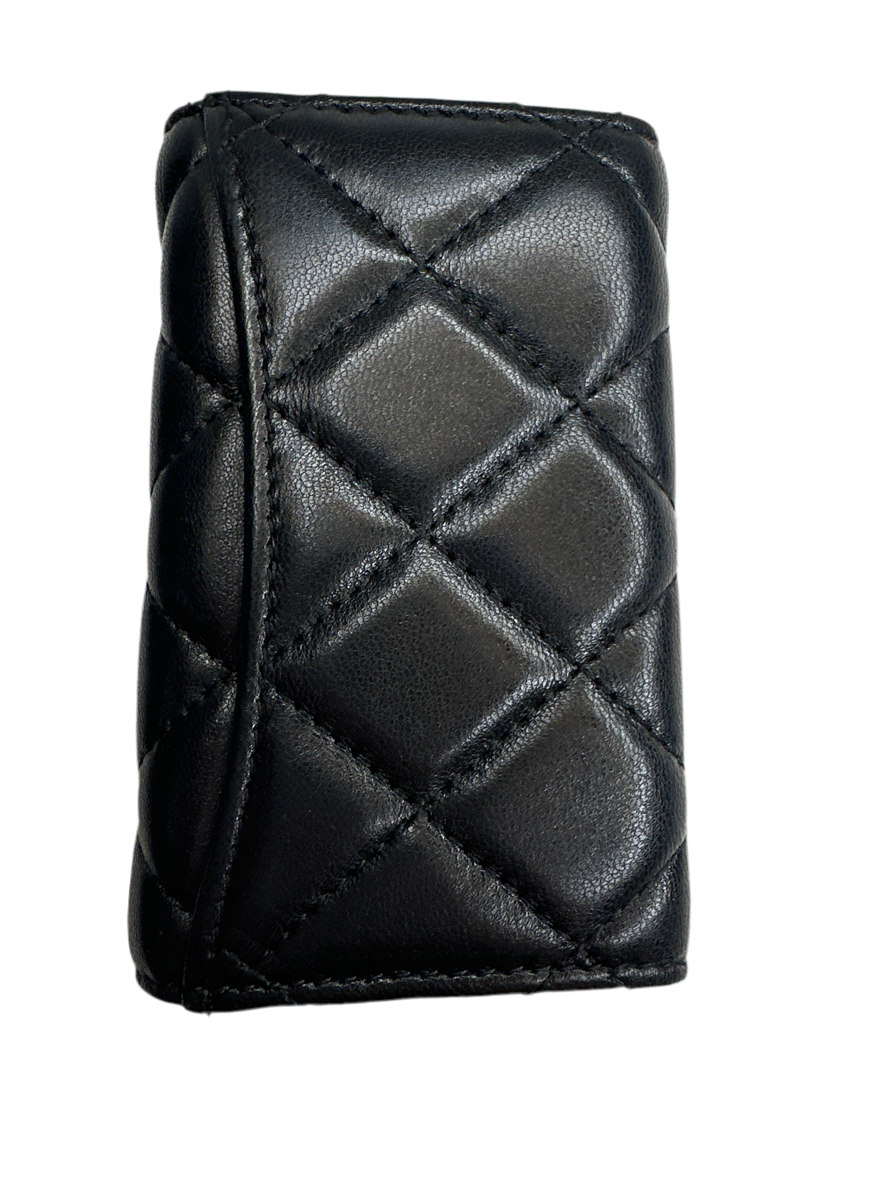 Vintage Chanel Classic Black Lambskin 6-Ring Key Holder with Silver Hardware