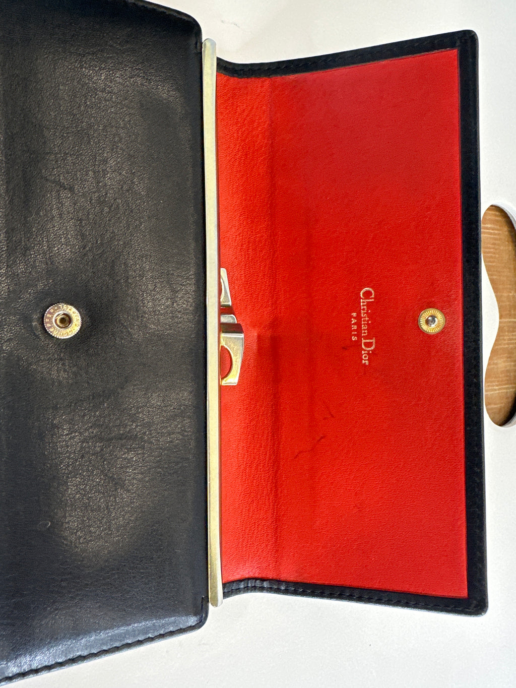 Christian Dior Black Leather Logo Long Wallet