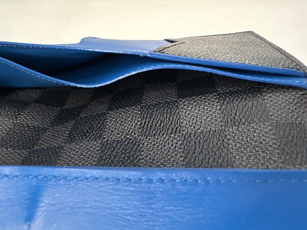 Louis Vuitton Damier Graphite Brazza Blue Gray Long Wallet