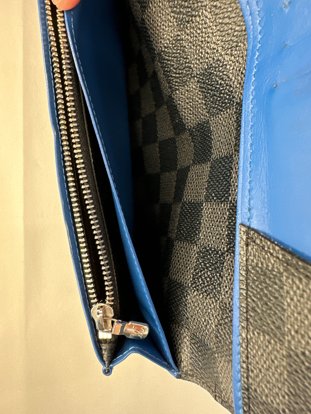 Louis Vuitton Damier Graphite Brazza Blue Gray Long Wallet