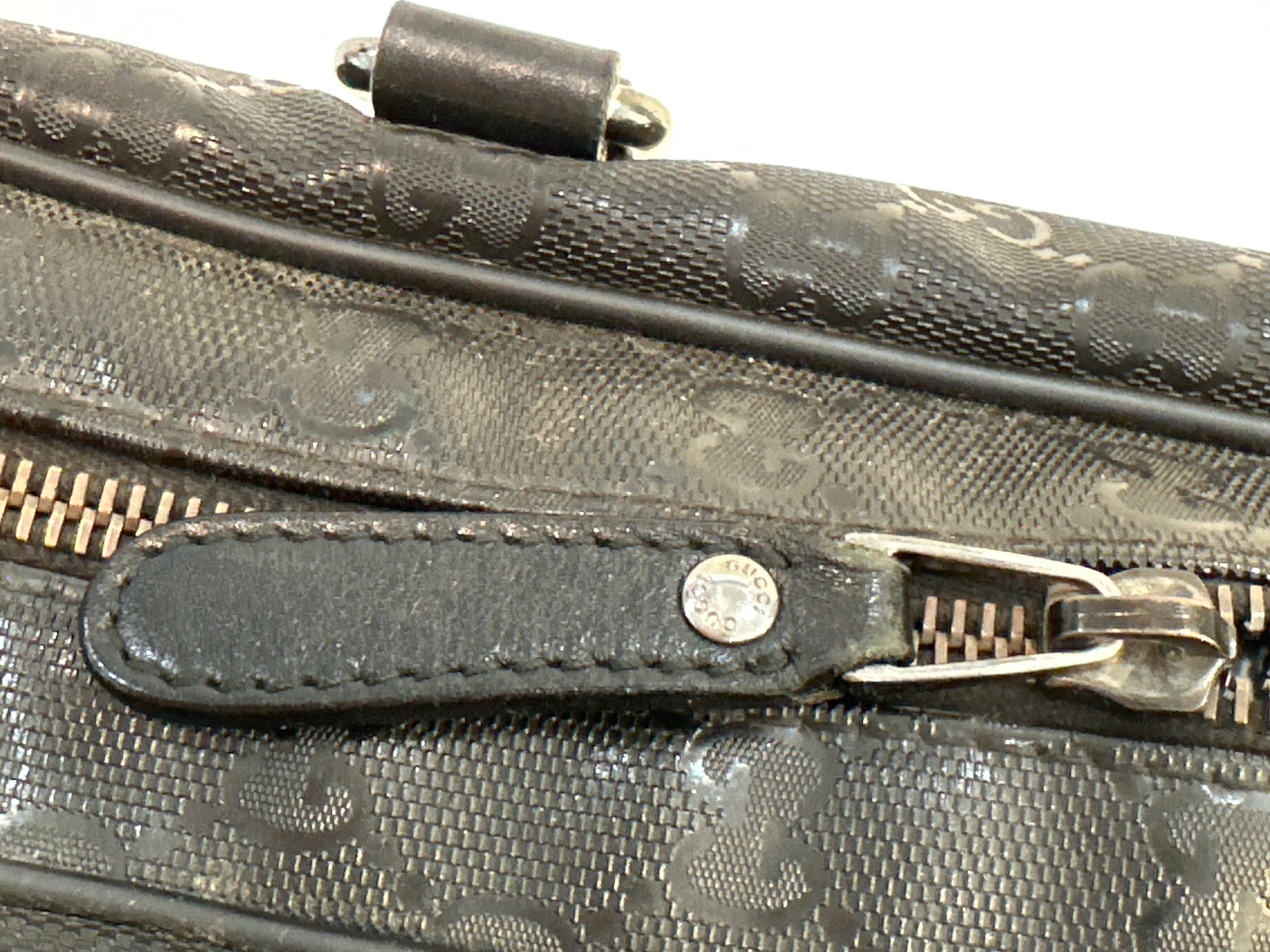 Gucci Embossed GG Briefcase Black PVC business Laptop bag