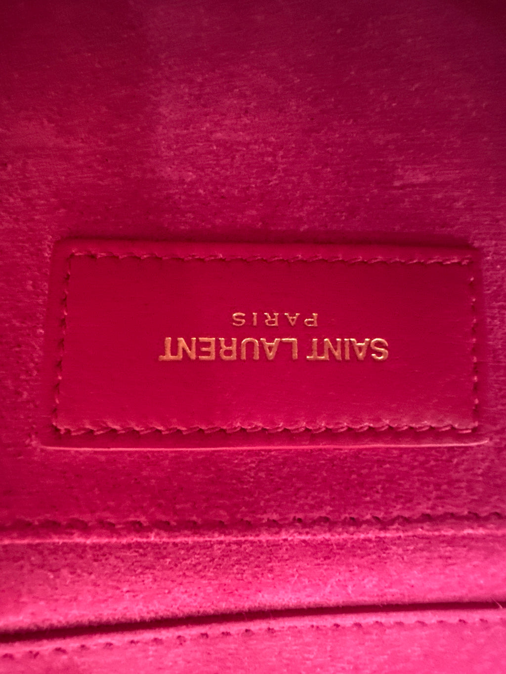SAINT LAURENT Calfskin Classic Y Ligne Clutch Fuchsia