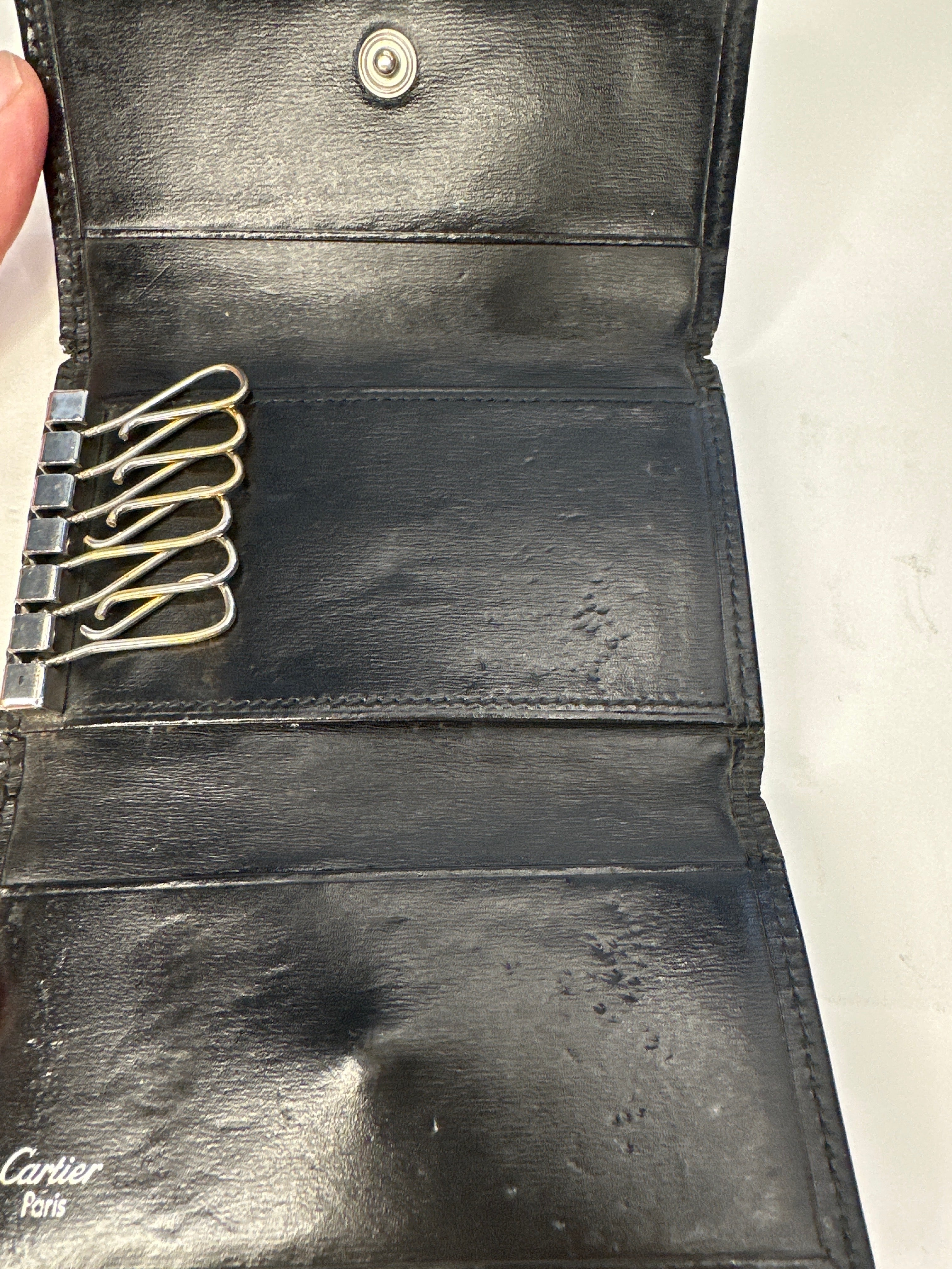 Vintage Cartier Paris Black Pasha Leather 6-Key Case Wallet (Small)