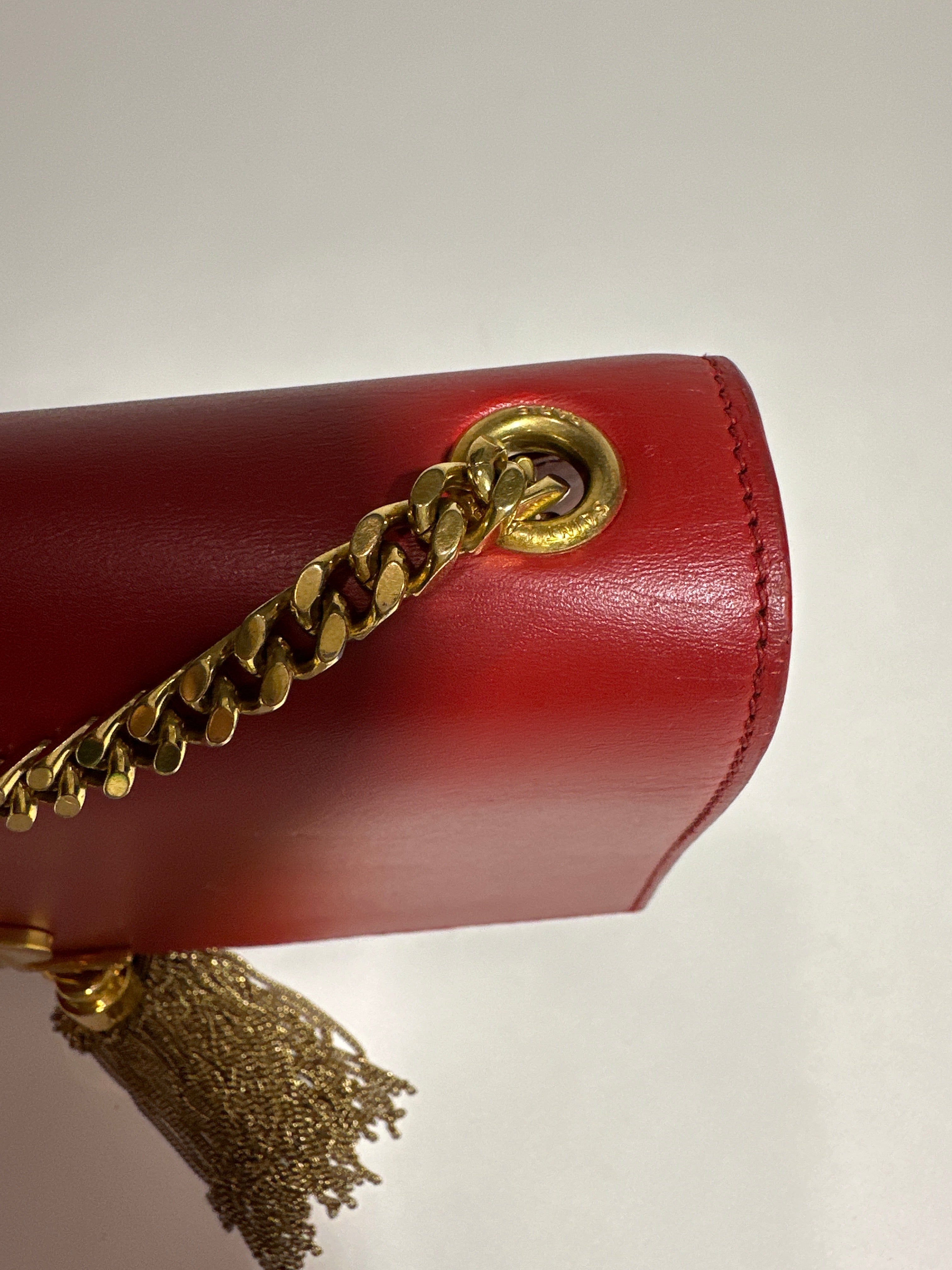 Saint Laurent Shoulder Red Kate Tassel Bag