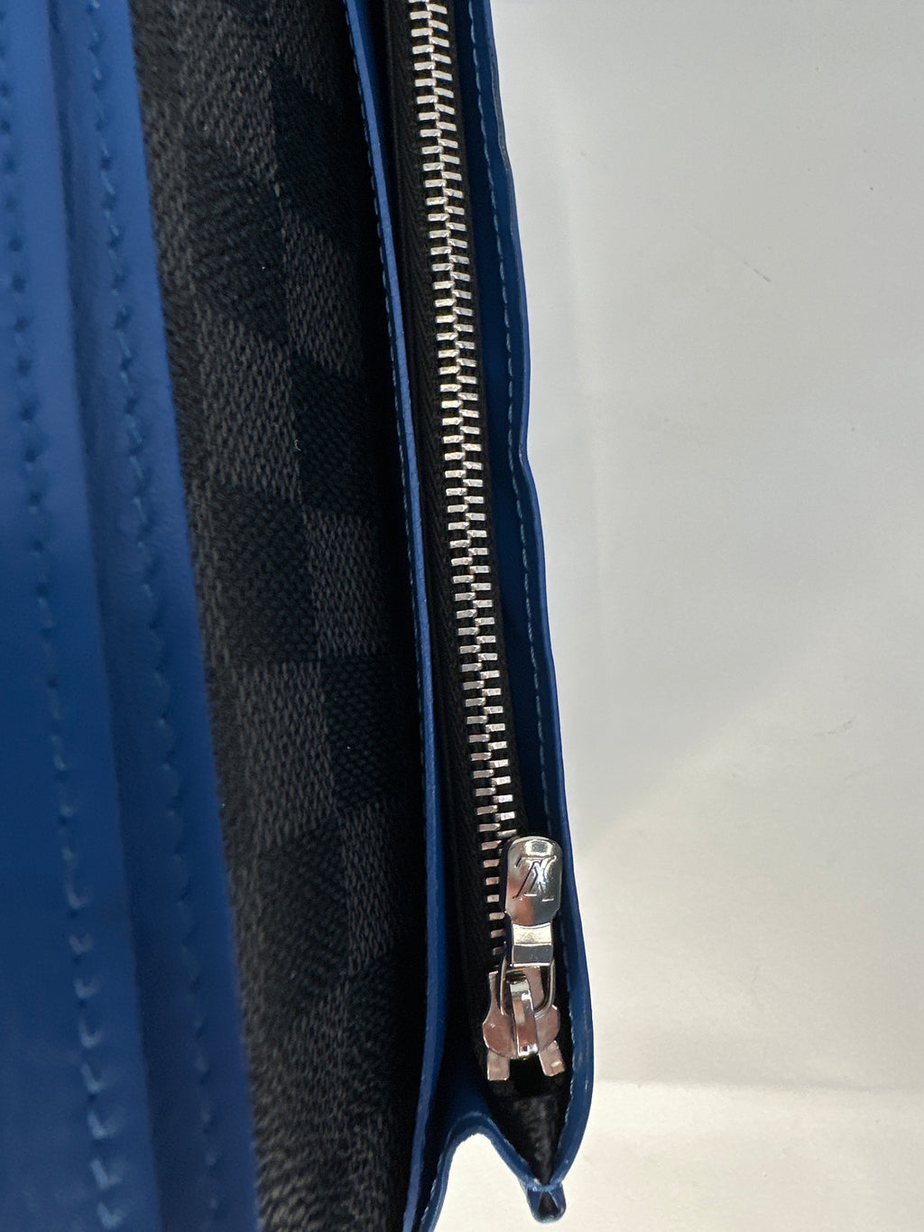 Louis Vuitton Damier Graphite Brazza Blue Gray Long Wallet