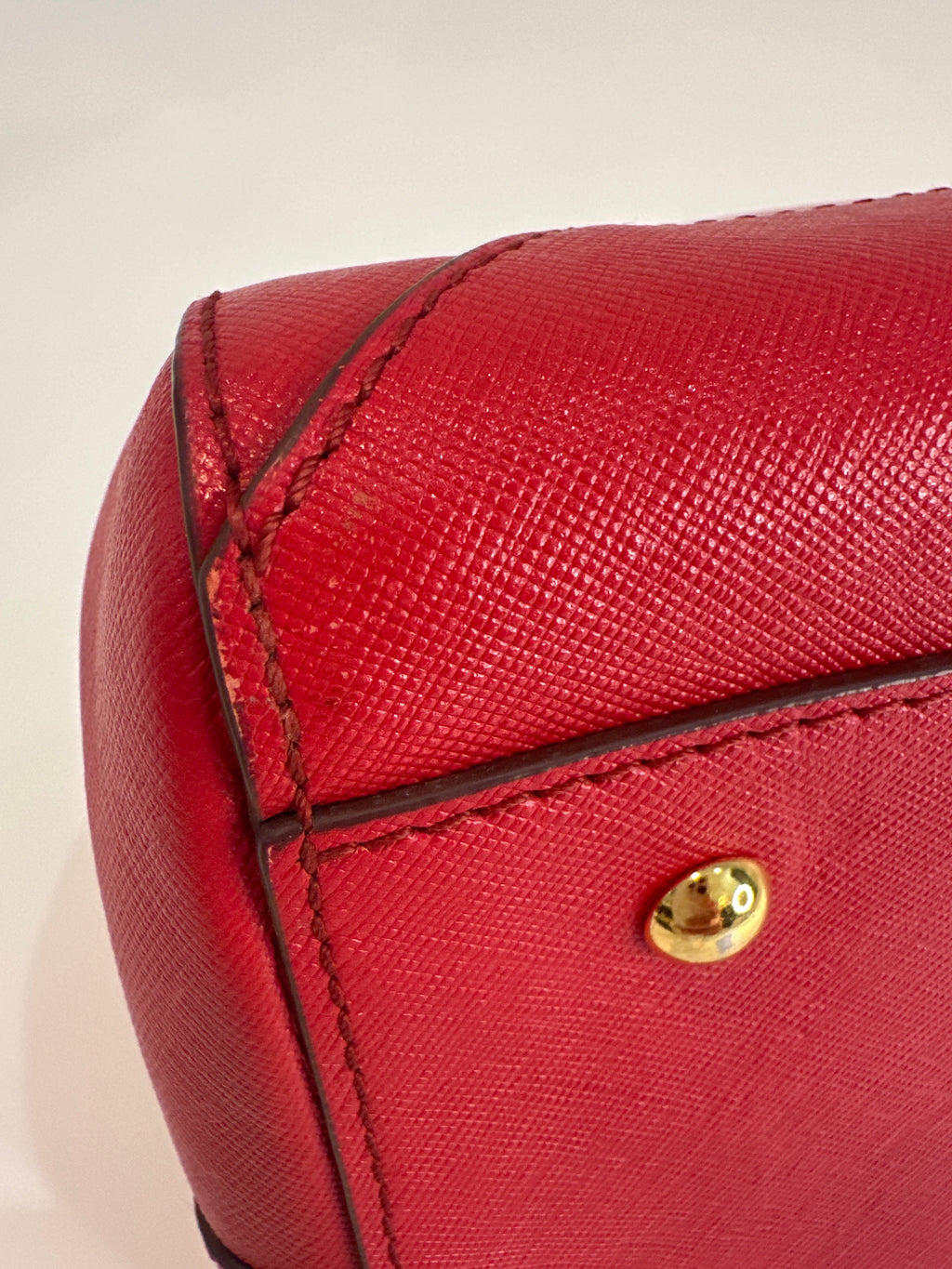 MCM Red Horizontal Double Zip Tote