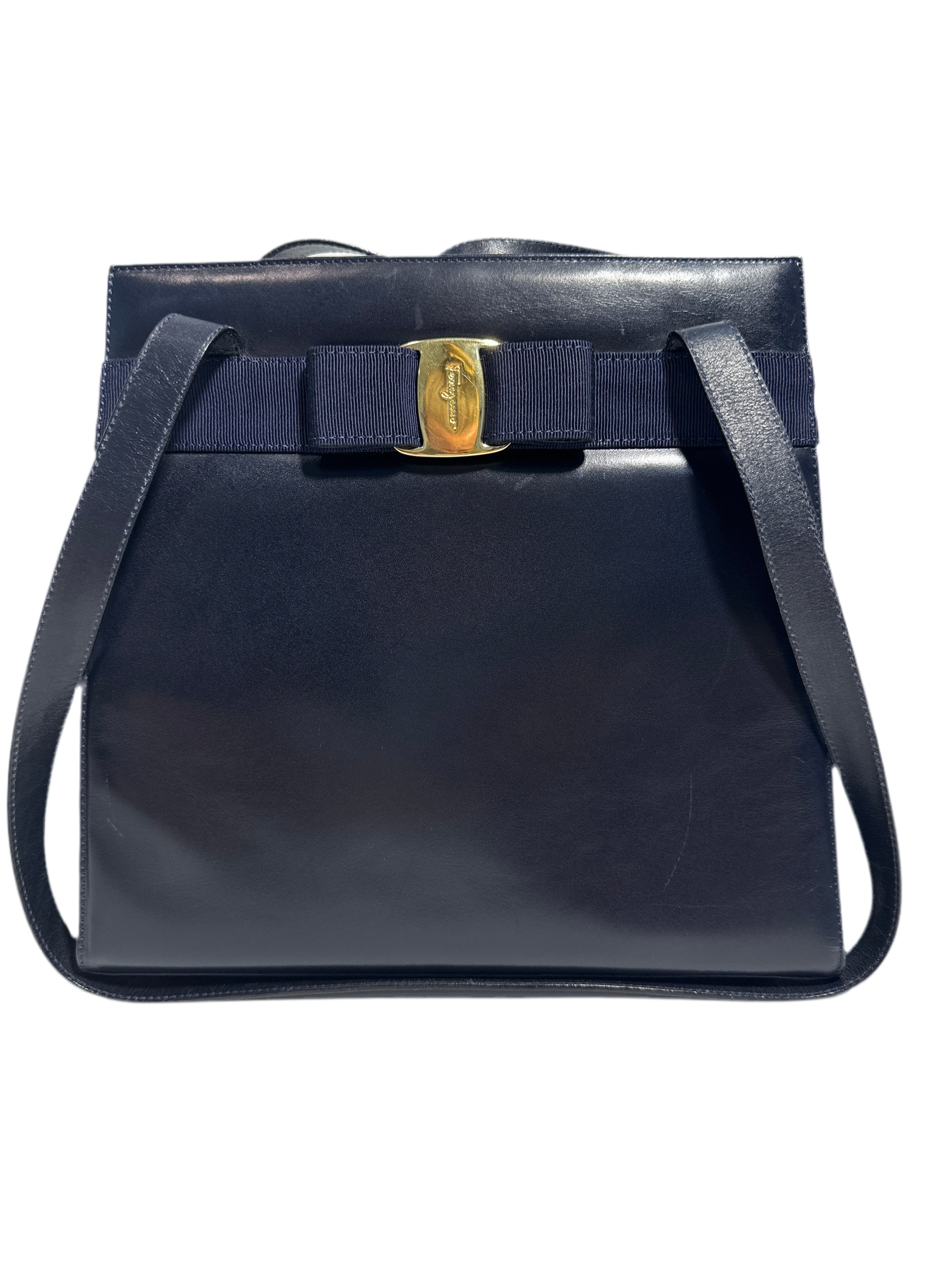 Vintage Salvatore Ferragamo Navy Blue Vala Purse