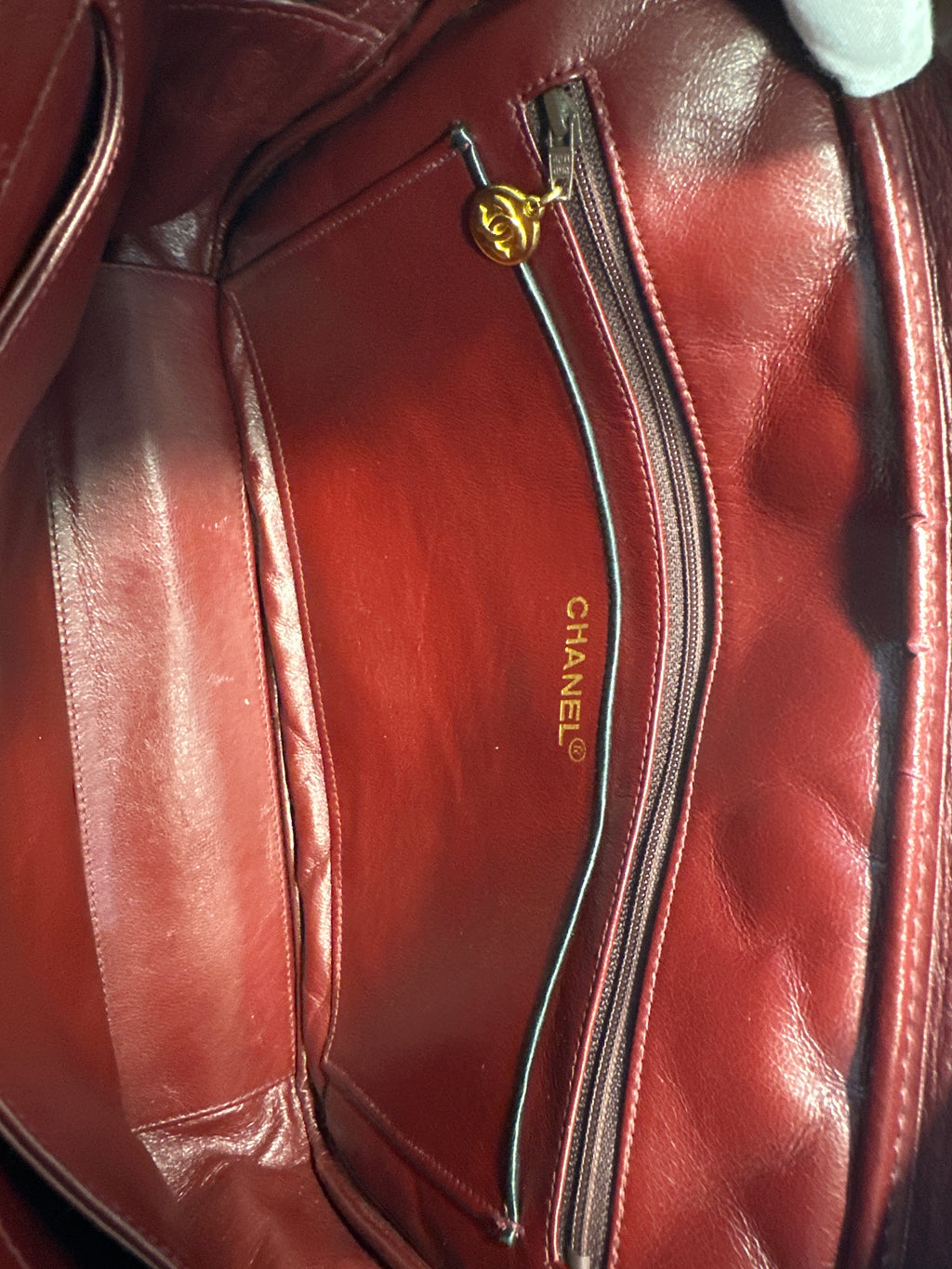 Chanel Vintage Lambskin Chain Camera Bag with COA, dust bag and card