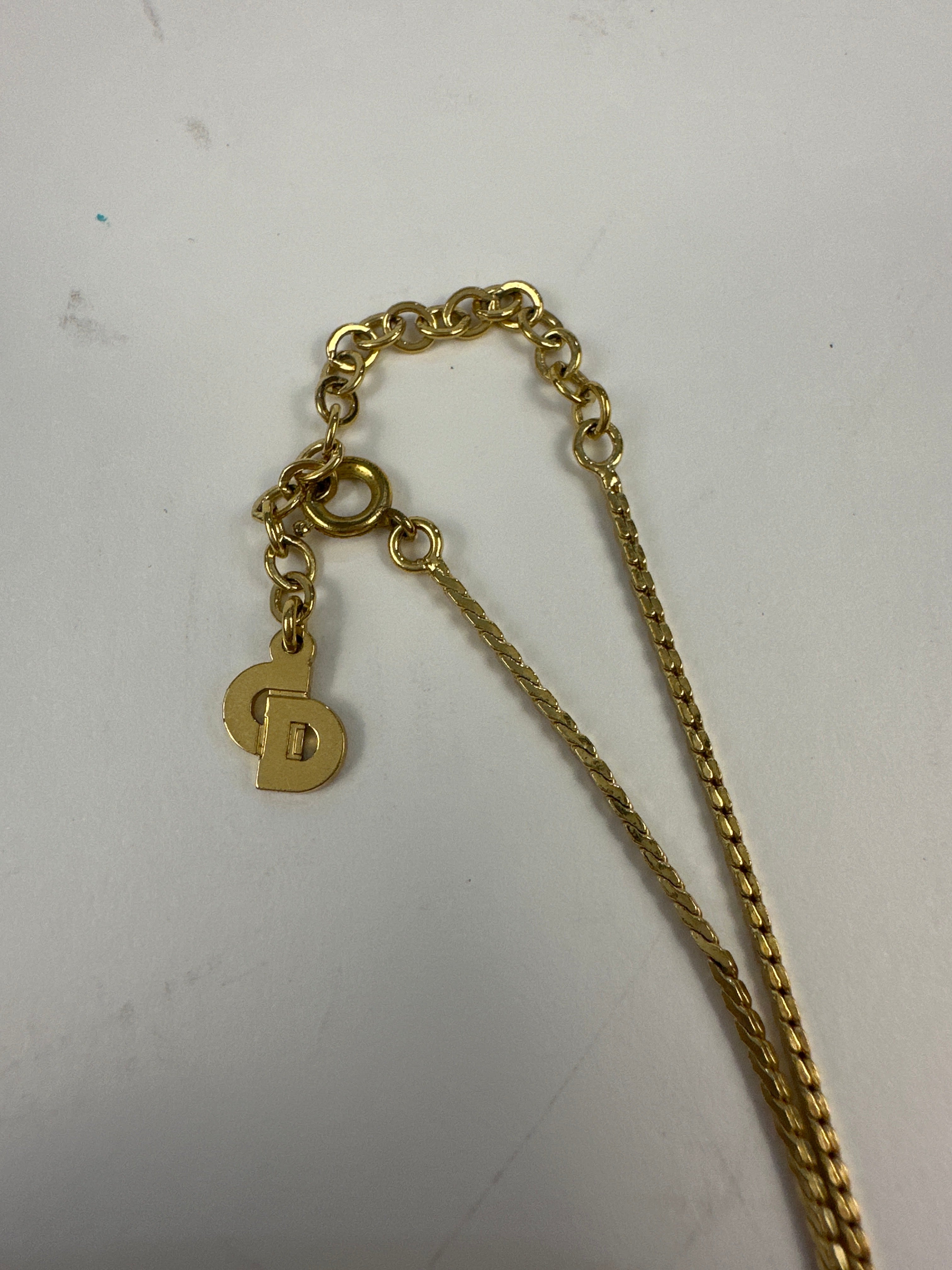 Christian Dior CD Necklace Vintage Gold Tone