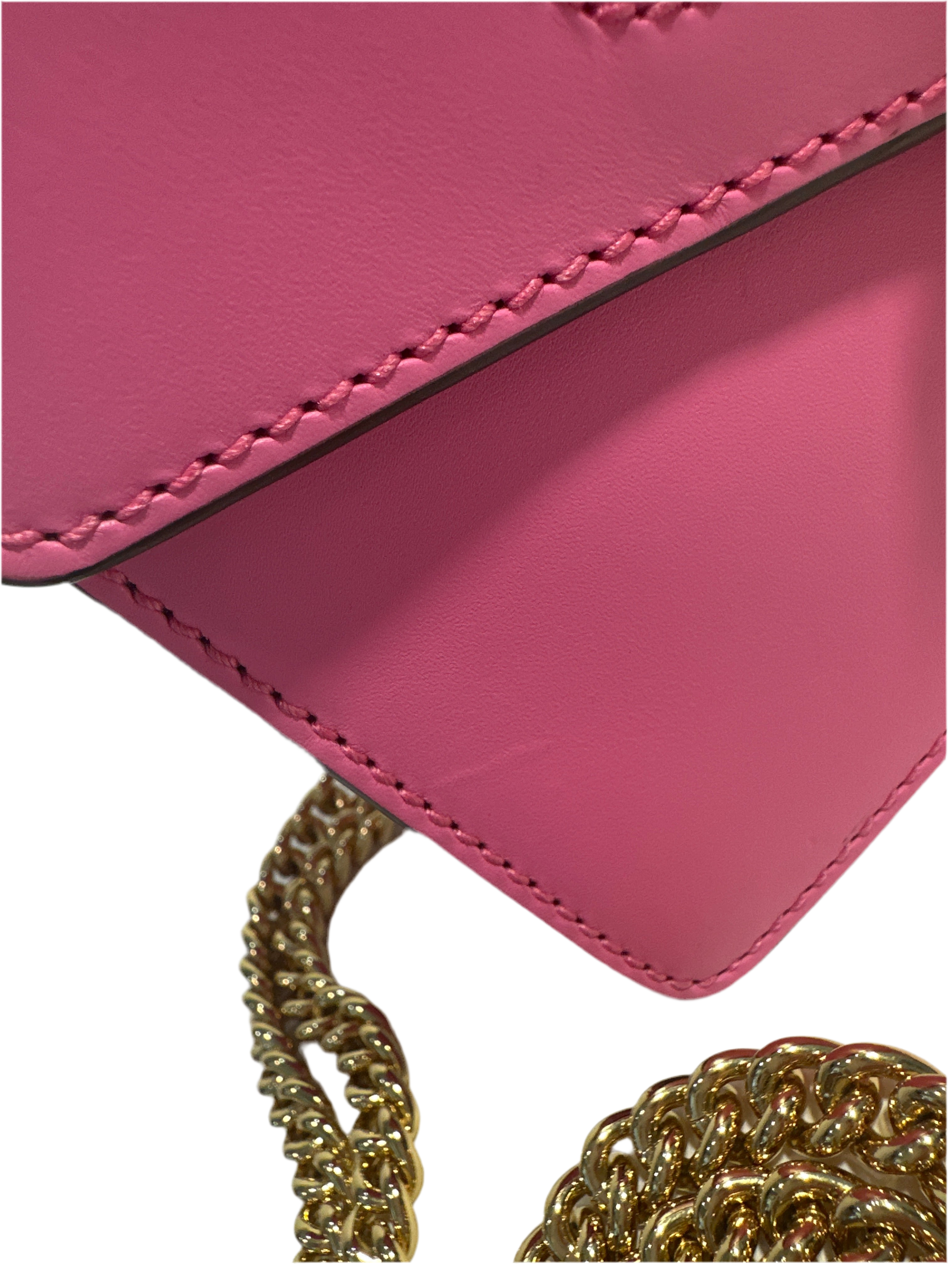 Gucci Pink Leather Mini Sylvie Chain Shoulder Bag