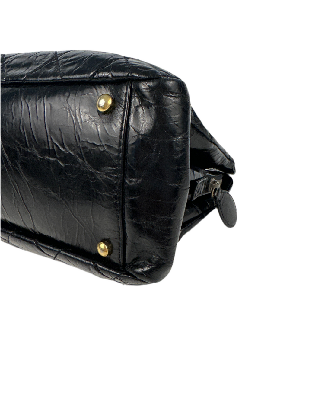 Chanel Glazed Crackled Calfskin Small Reissue Tote Black 2011-2012 with COA