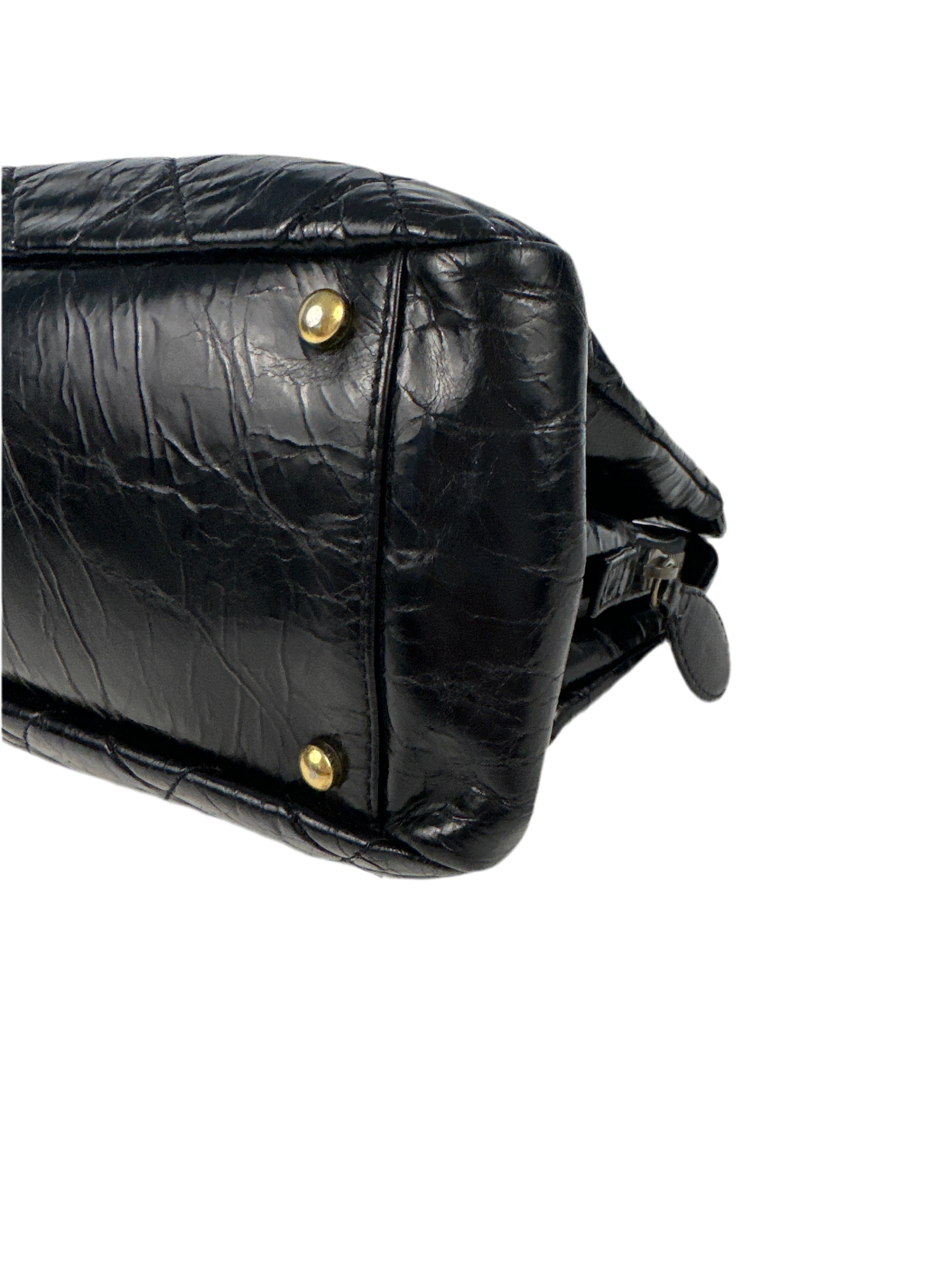 Chanel Glazed Crackled Calfskin Small Reissue Tote Black 2011-2012 with COA