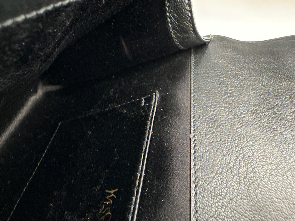 Saint Laurent Womens Monogram Leather Belle De Jour Clutch Handbag Black