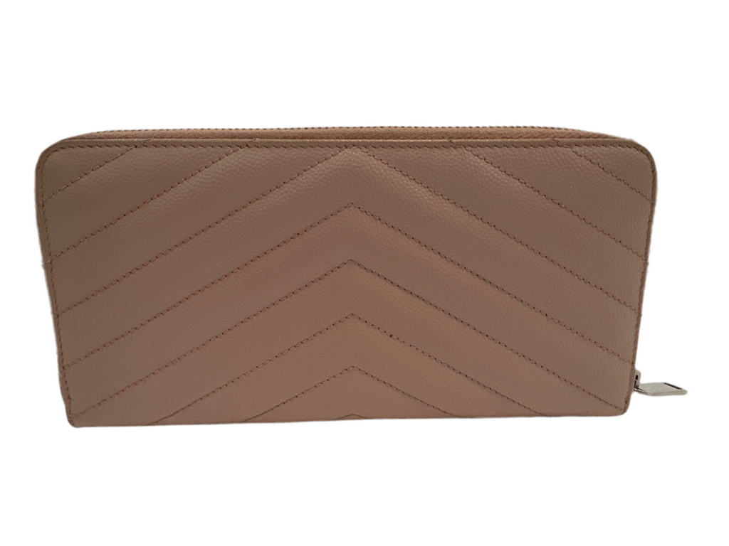 YSL Zip Around Wallet Pink Beige