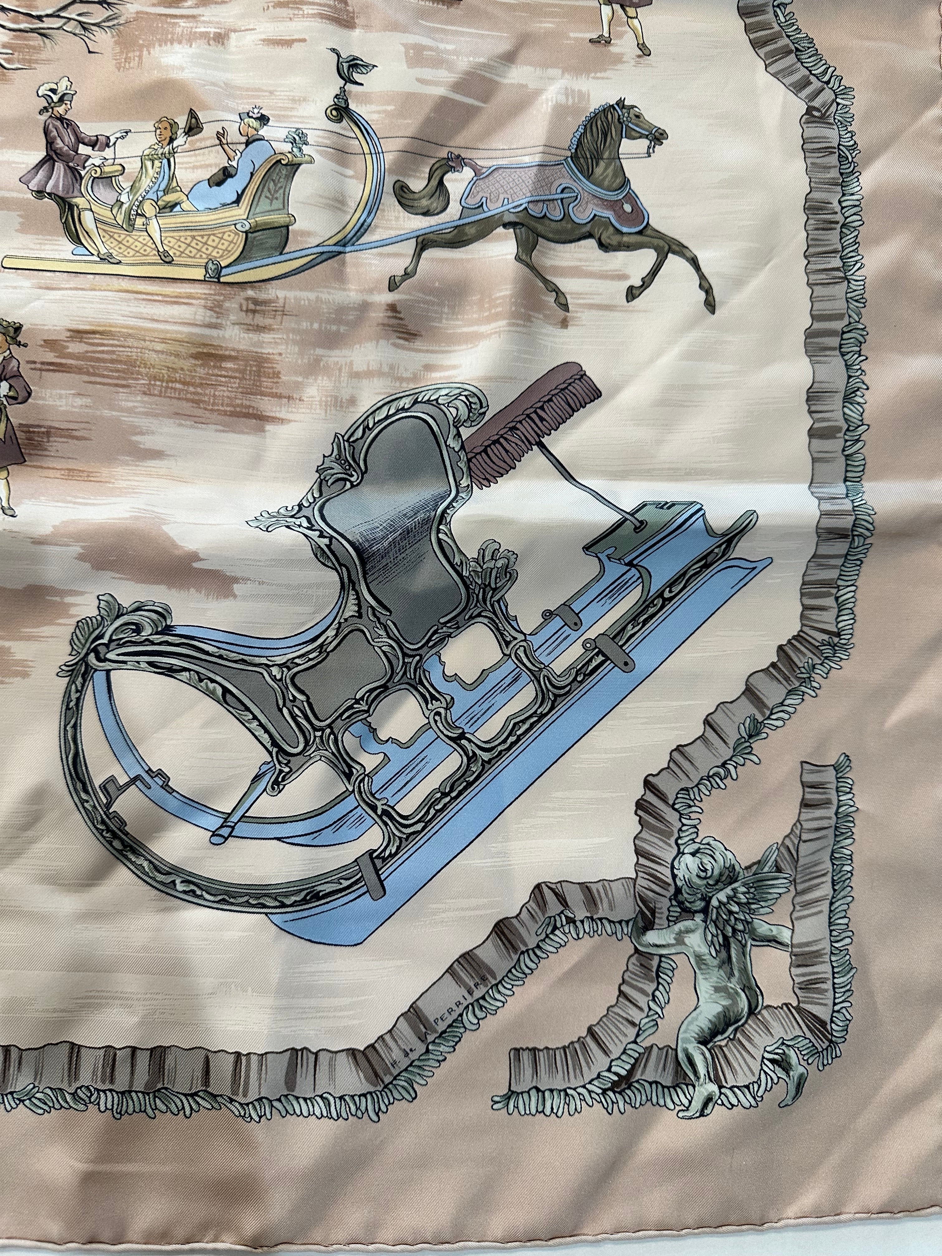 Vintage Hermes Traineaux et Glisades scarf