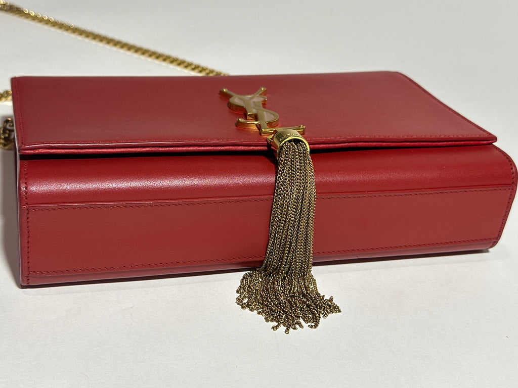 Saint Laurent Shoulder Red Kate Tassel Bag