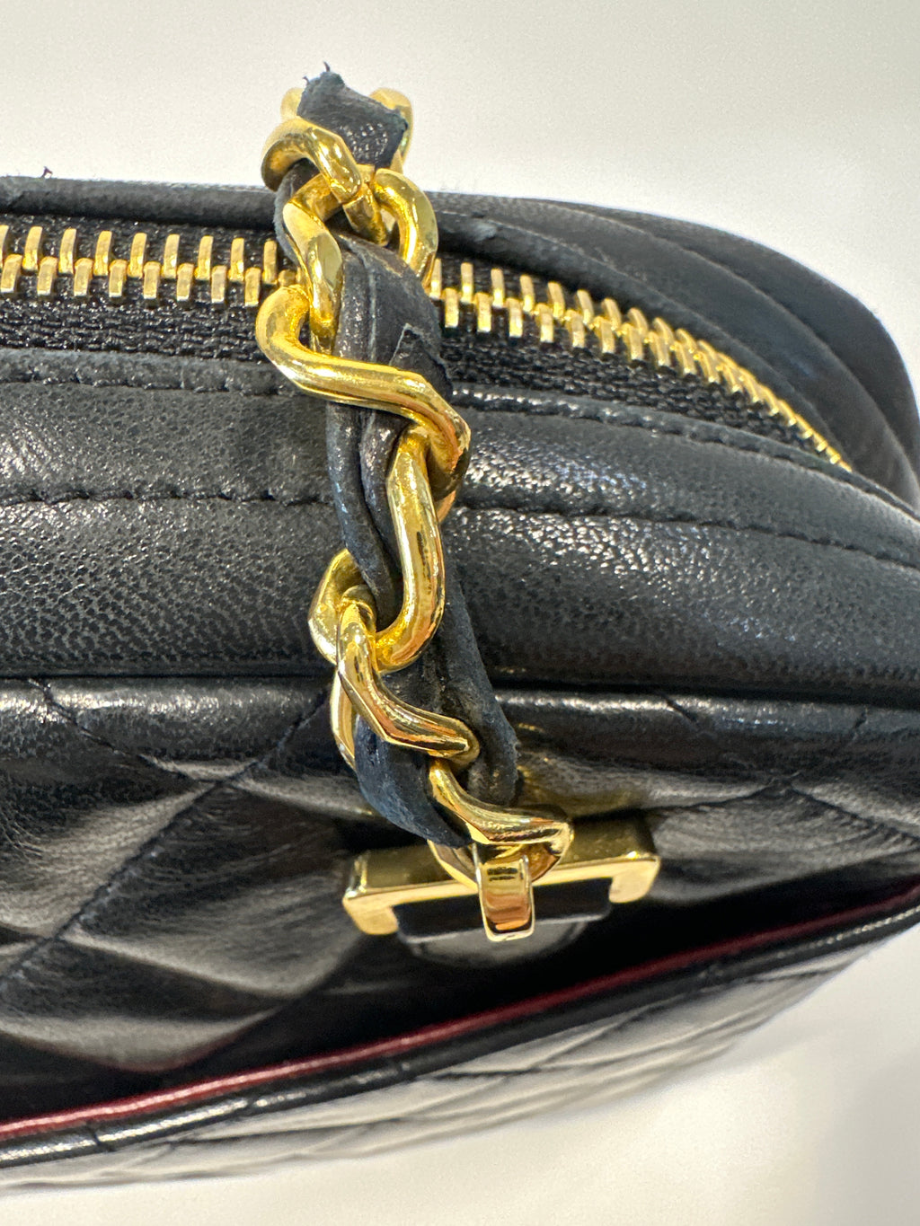 Chanel Vintage Lambskin Chain Camera Bag with COA, dust bag and card