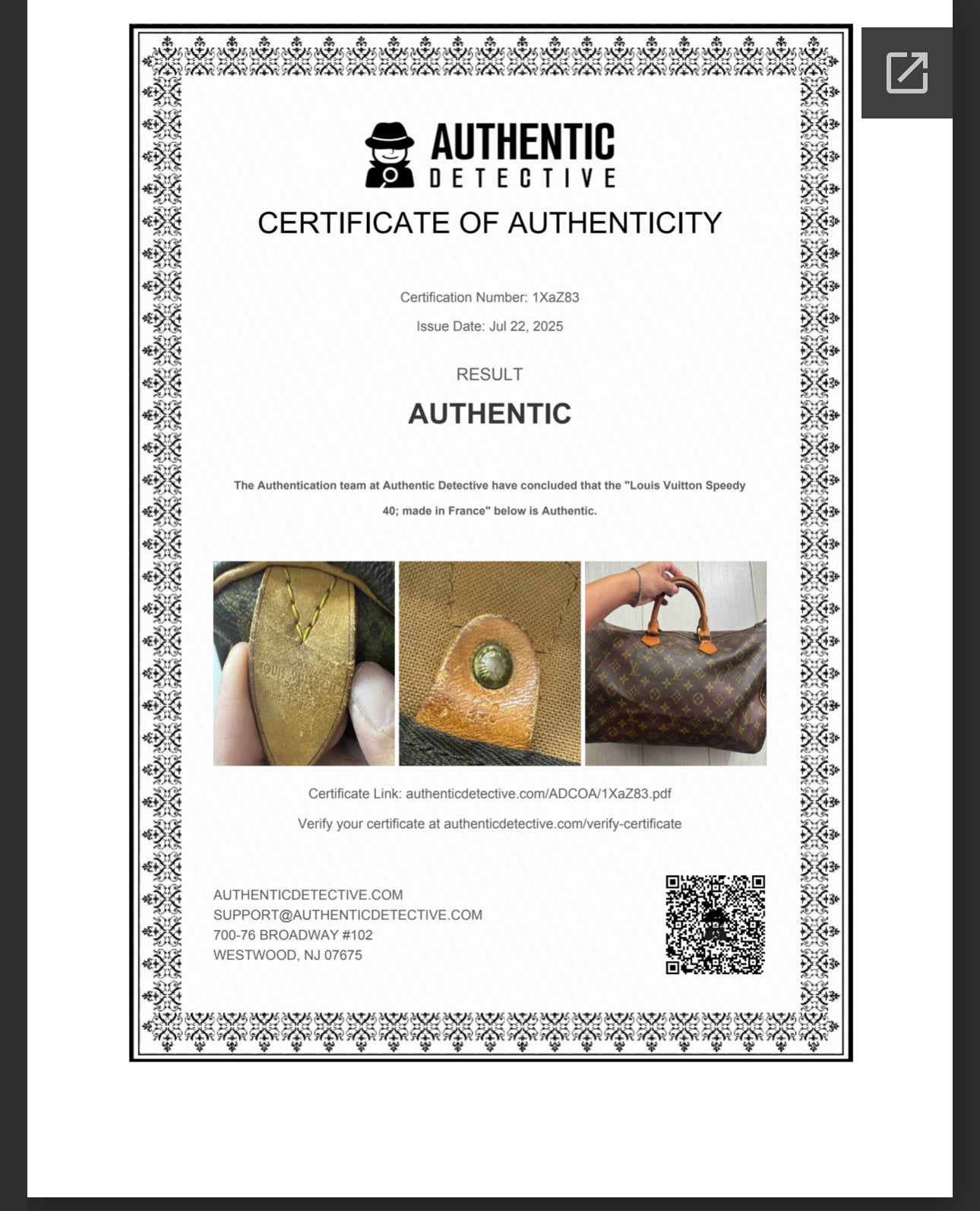 Vintage Louis Vuitton Speedy 40 with COA